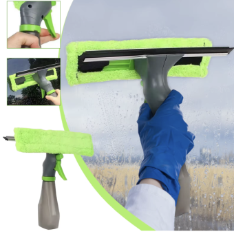 Window Squeegee With Microfiber Water Spray Bottle, Window Cleaning Kit, All Purpose Window Glass Cleaner With Spray Head