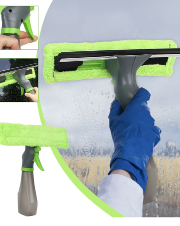 Window Squeegee With Microfiber Water Spray Bottle, Window Cleaning Kit, All Purpose Window Glass Cleaner With Spray Head