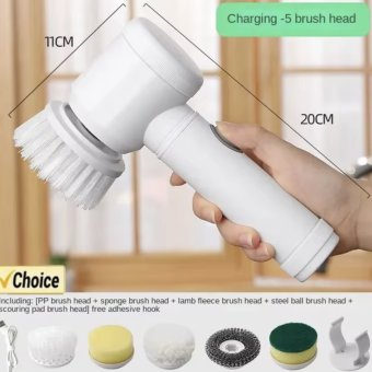 Electric Spin Scrubber,Bathroom Cleaning Brush Power Scrubber with 5 Replaceable Brush Heads, Electric Cleaning Brush
