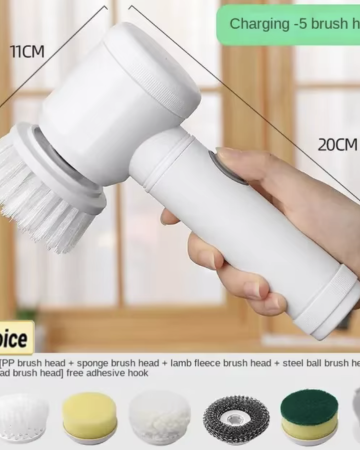 Electric Spin Scrubber,Bathroom Cleaning Brush Power Scrubber with 5 Replaceable Brush Heads, Electric Cleaning Brush